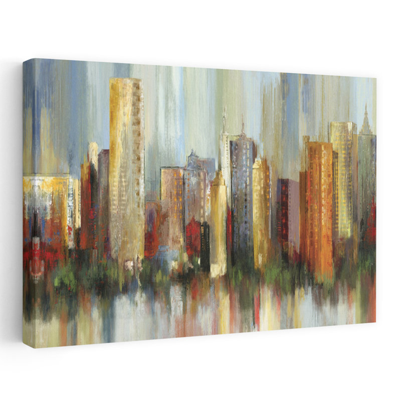 Metropolis, art abstrait contemporain et urbain, H 16 po x l 24 po