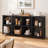 63" W Horizontal Organizer Bookshelf Standard Bookcase Industrial Long Wood Metal Book Shelf for Living Room and Home Office-1744724764