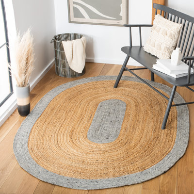 Tapis naturel en jute / laine / coton tissé à la main Mann