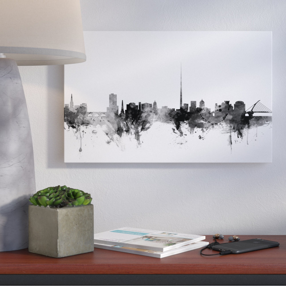 'Dublin Ireland Skyline' Graphic Art on Wrapped Canvas Ivy Bronx 