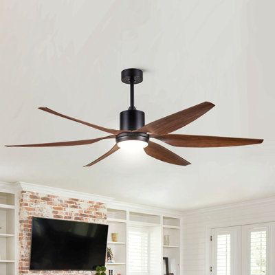 Ventilateur de plafond 66 "rétro avec pales brunes en DEL intégrée