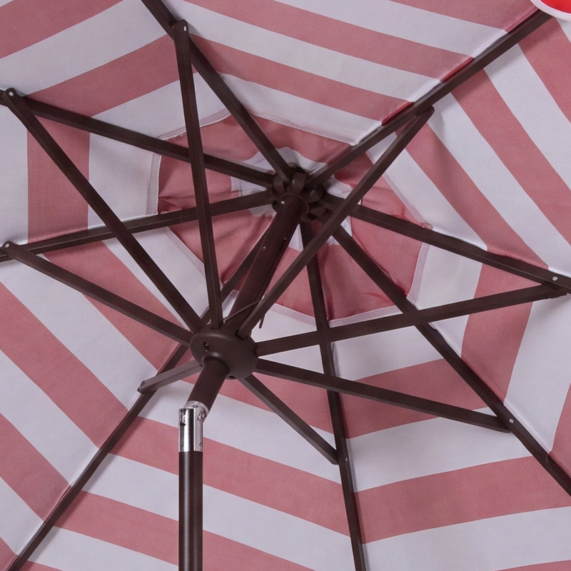 Parasol de marché Natalee de 108 po à bord festonné et à toit inclinable, Rouge / Blanc