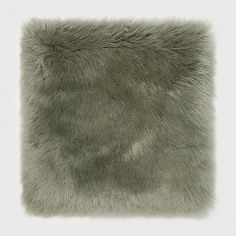 Teton Sheepskin Scatter Cushion Cover, Light Green