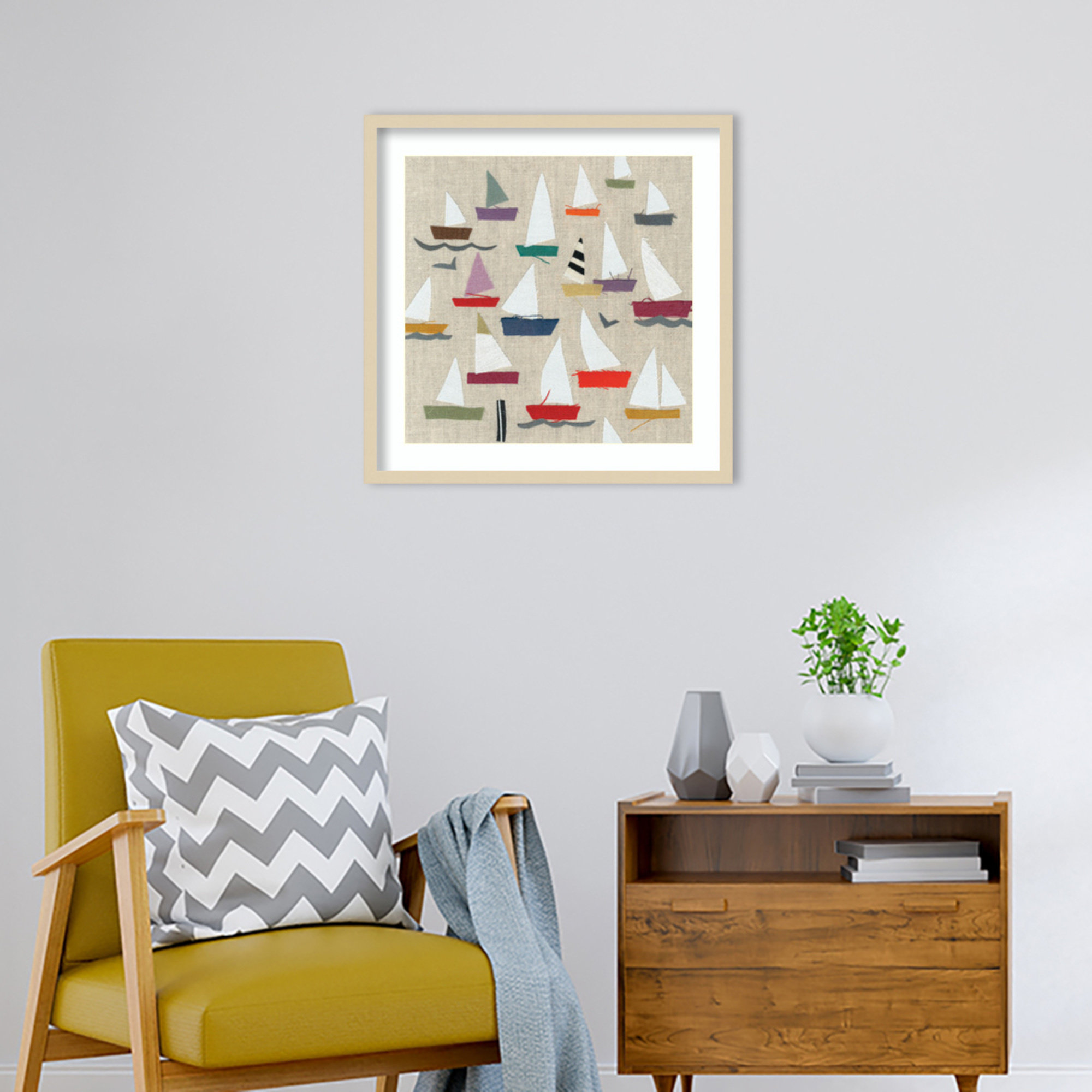 Montier Plain Sailing Framed on Paper by Jenny Frean Print, 25" H x 25" W x 1" D, Brown