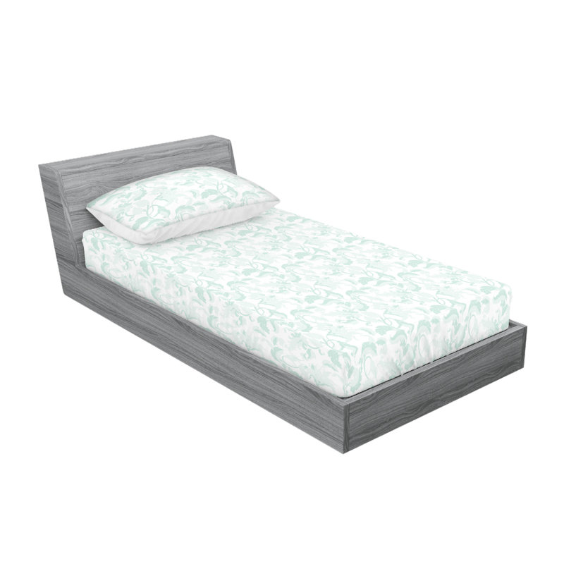 Microfiber Sheet Set, Twin XL Sheet Set with 1 Pillowcase, Green Lily Flowers