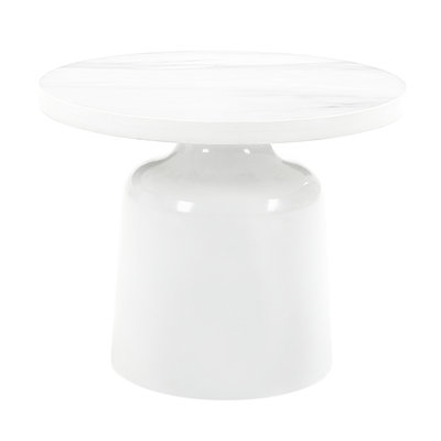 Table de bout en marbre et blanc brillant d'ingénierie pour une table basse chic et contemporaine