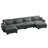 166" Oversized U-Shaped Modular Velvet 4 Seat Sectional Sofa with Ottoman, Slate Gray-934581620