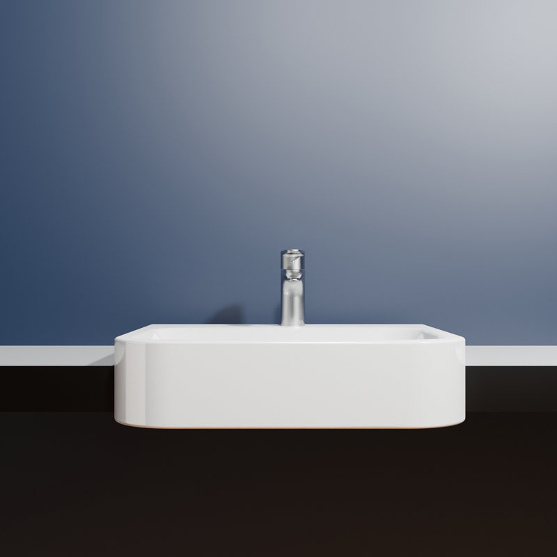 WS Bath Collections Fly 19.9'' Glossy White Ceramic Rectangular Bathroom Sink with Overflow