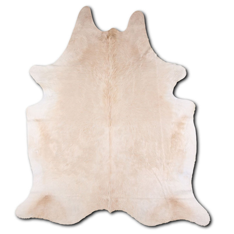 Custom Genuine Light Beige Cowhide Rug, Novelty 5'8" x 6'7"