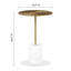 Table de bout ronde en acier et marbre 20 po blanc et or