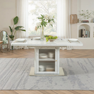 Table de salle à manger extensible 63 po avec console de cuisine Luxtury