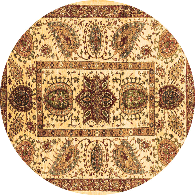 Tapis oriental brun en laine et polyester tissé à la machine 6 pi Oriental
