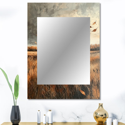 Windy Prairie Leaves In The American Prairies II - Leaves, miroir mural unique, miroir traditionnel, impression sur métal