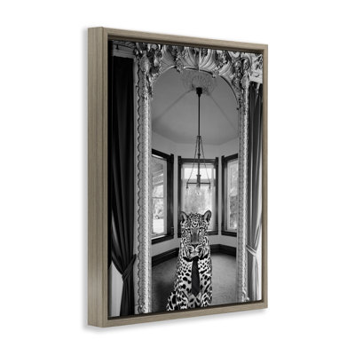 Art mural sur toile flottant tendance, guépard et miroir doré, design par Annabelle Hall