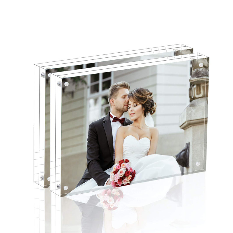 4X6 Acrylic Double Sided Thickened Desktop Photo Frame - Magnetic Photo Frame - 2 Pack
