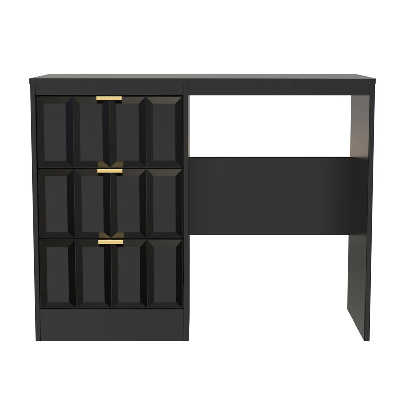 Besian 3 Drawer Vanity (Ready Assembled), Deep Black/Black