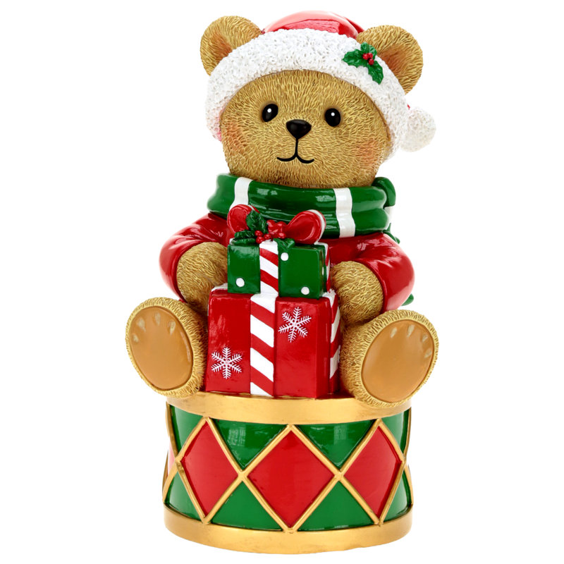 Christmas Bear Gift Drum - 12 Inches