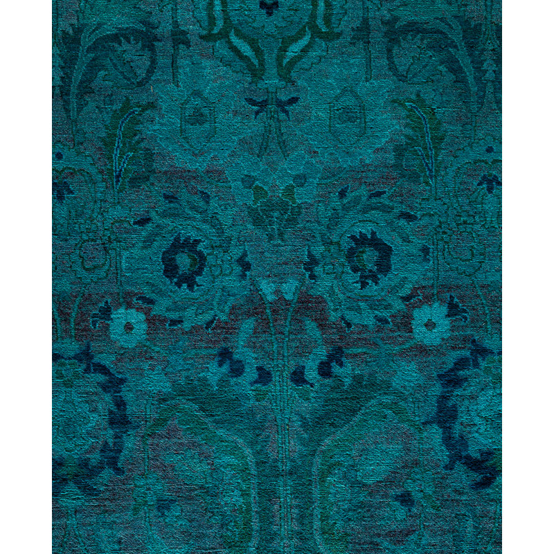 Overdyed Hand-Knotted Wool Modern-Contemporary Blue Area Rug 4' 7" x 6' 10"