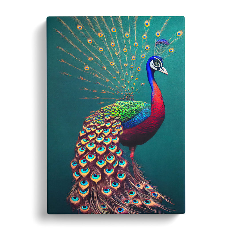 XC1022-832X Artistic Peacock - Wrapped Canvas Print, 76cm H x 50cm W x 3cm D