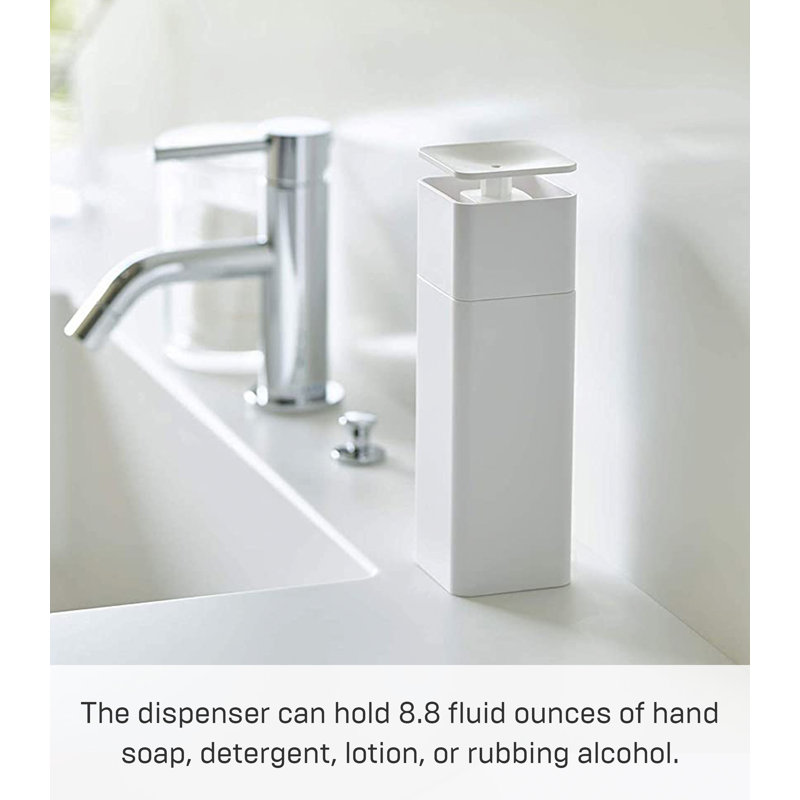 White Plastic One-Handed Push Soap Dispenser, 8.5 oz