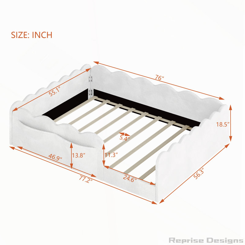 Upholstered Bed, Full / Double, White