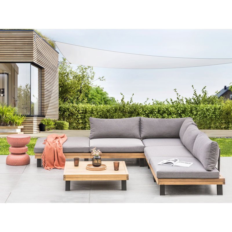 FRAZZANO Wicker 5 - Person Garden Lounge Set with Cushions