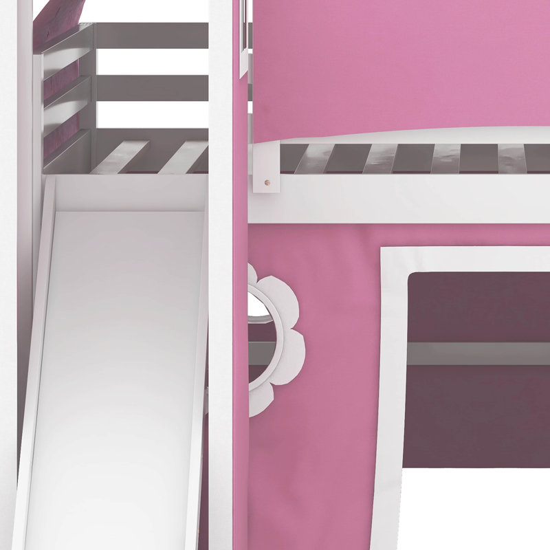 Lit pour enfant avec tente et tour Ramet, Double, Rose