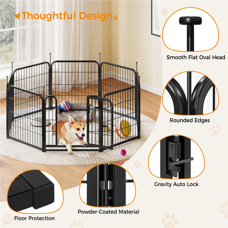 100cm H 8 Panel Metal Exercise Pen With Door, 60cm x 60cm