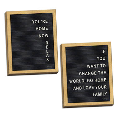 Wrought Studio 'Love Your Family Felt Board and You're Home Now Felt Board' 2 Piece Textual Art Set, Size: 18 inch H x 12 inch W x 0.75 inch D, White