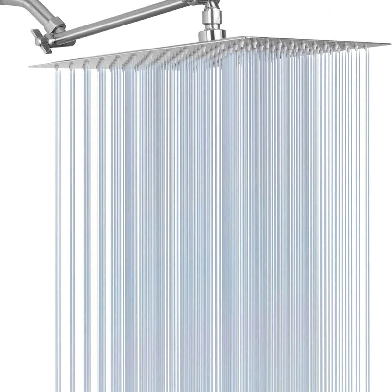 Pomme de douche carrée en acier inoxydable brossé 10 po