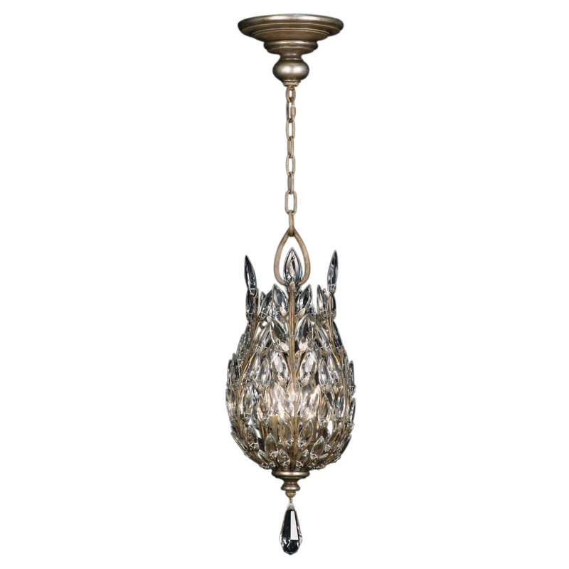 Gold Leaf Crystal 11" Round LED Pendant Light
