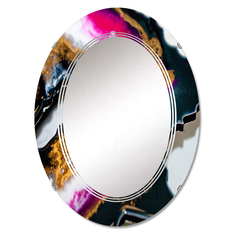 Miroir mural moderne noir et or fuchia, 30 po x 20 po