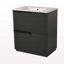 Meuble-lavabo de 30 po avec lavabo en céramique et tiroirs pleine extension, glissières de tiroir à fermeture en douceur, conception cannelée, vert-422919085