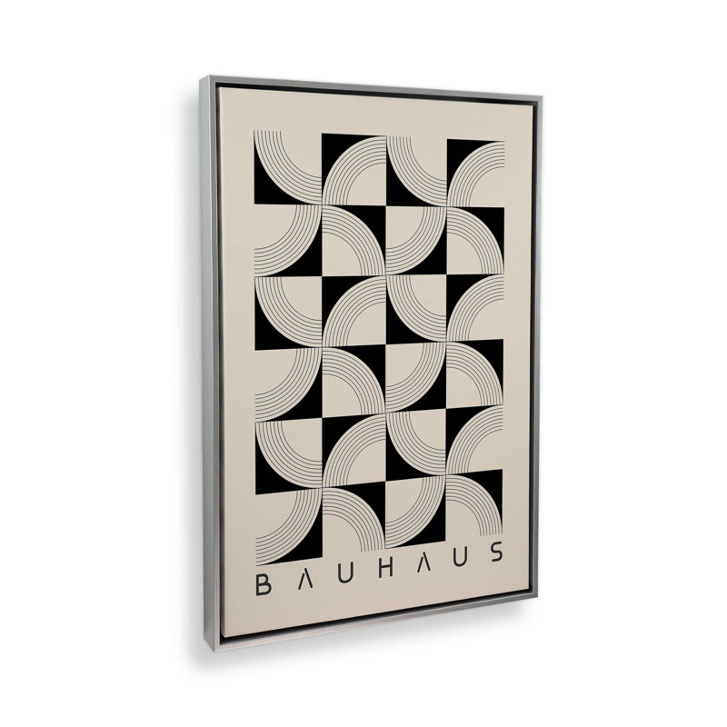 «Abstract Bauhaus Symmetry Grid», reproduction sur toile, H 18,75 po x l 12,75 po x P 1,75 po, Cadre flottant en chrome poli
