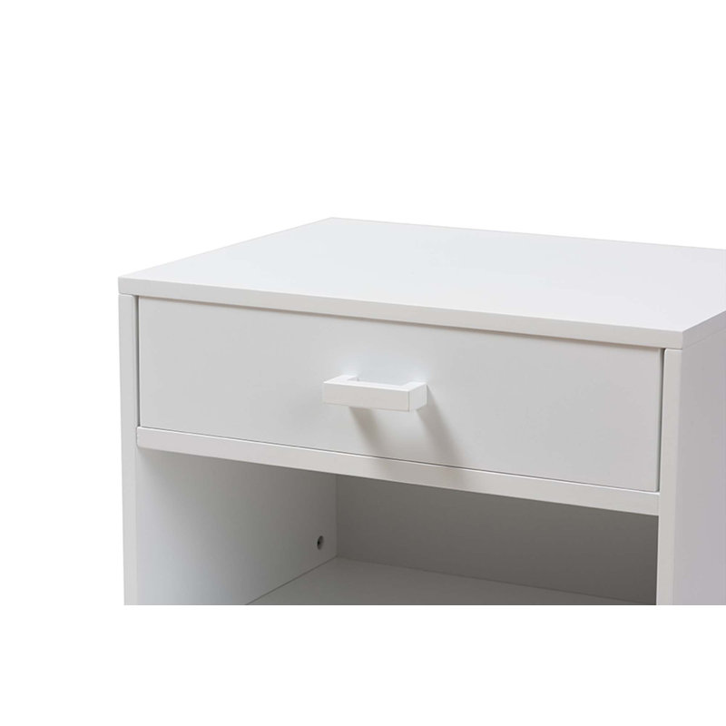 Table de chevet 1 tiroir Caden Delilah, Blanc
