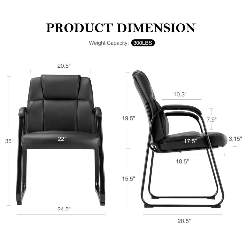 Kojiro PU Leather Conference Reception Chair Set in Bulk with Padded Armrests, Waiting Room Chairs