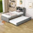 Wood Platform Bed with Trundle and Bookcase-2140958822-2140958820
