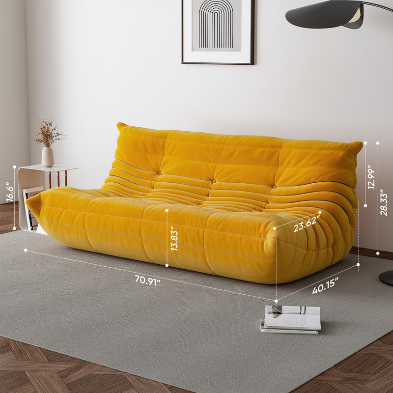 Fauteuil à billes 3 places, Microfibre / microsuède jaune