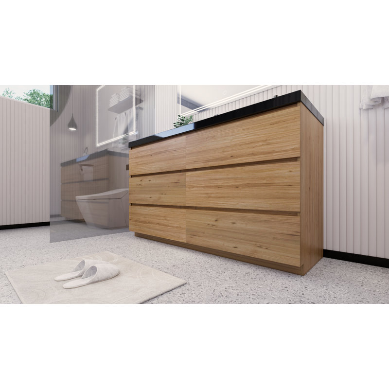 Ensemble de meuble-lavabo simple 59,5 po Santrice Royal, Chêne naturel
