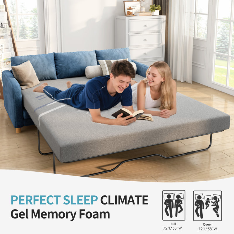 4" Memory Foam Mattress For Sofa Bed, Sleeper Sofa, Pull Out Couch, Guest Bed, RV - MATTRESS ONLY, Short Queen