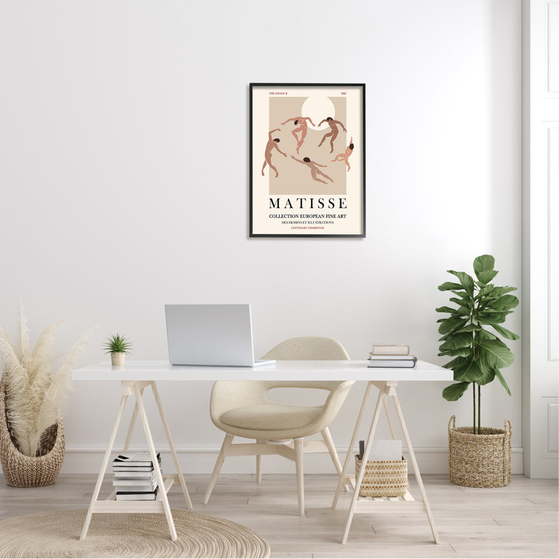 Dépliant Matisse Text Dancing People Neutral Tones, L 24 po x H 24 po, Giclée encadrée noir minuit