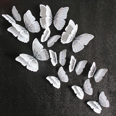 12 PCS 3D Papillon Décoration Murale Amovible Papillon Décoration Papillons Décalcomanies De Fête D'anniversaire Autocollants Papillon De Chambre