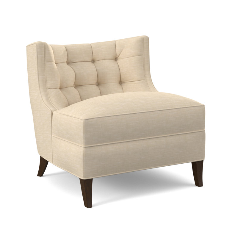 Chaise d'appoint avec coussin en polyester de 29 po de largeur Social, Noyer américain, Lin UV-Rollo