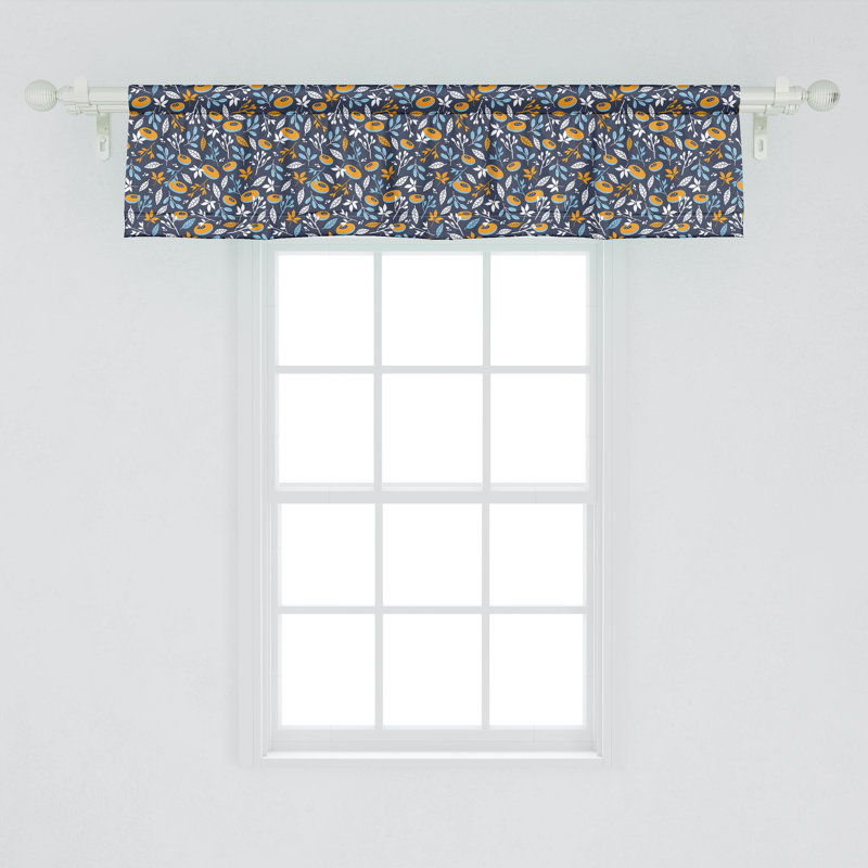 Ambesonne Leaf Valance Pack of 2 Spring Branches Pattern, 54" W x 12" L