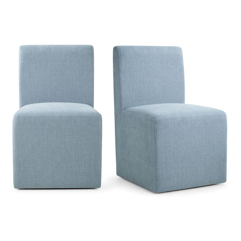 Chaises d'appoint de salle à manger rembourrées Modern Linen, Bleu