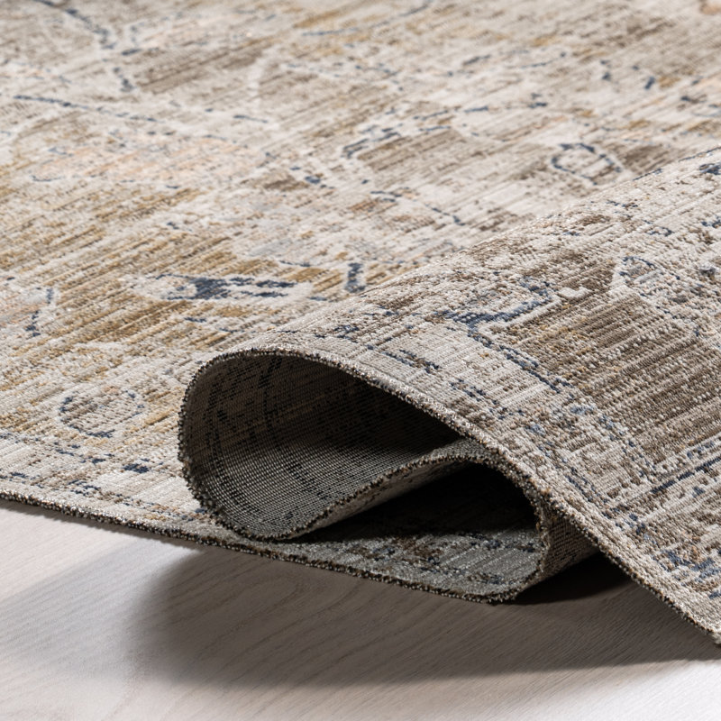 Zenni Vintage Floral Indoor/Outdoor Machine Washable Area Rug, Rectangle 9' x 12'