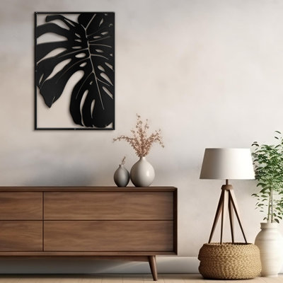 Monstera Leaf Minimalist Modern Abstract Wall Accent Sculpture Hanging Decoration Metal Wall Decor