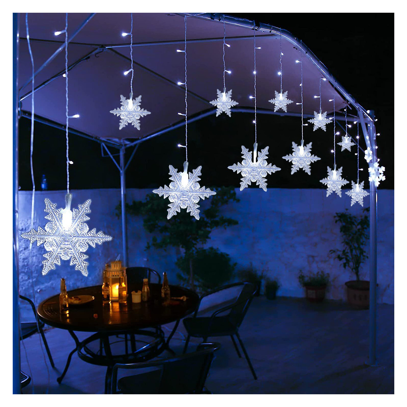 11.5FT 96LED Snowflake String Lights, White