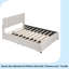 Lit plateforme tapissier avec 2 tiroirs et 1 lit gigogne simple, tête de lit classique-139659817-139659818