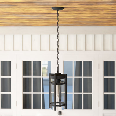 Ryder Matte Black 1 - Bulb 16.38"" H Outdoor Hanging Lantern -  Breakwater Bay, F744F479B95D45A883331C1AC18FD50A
